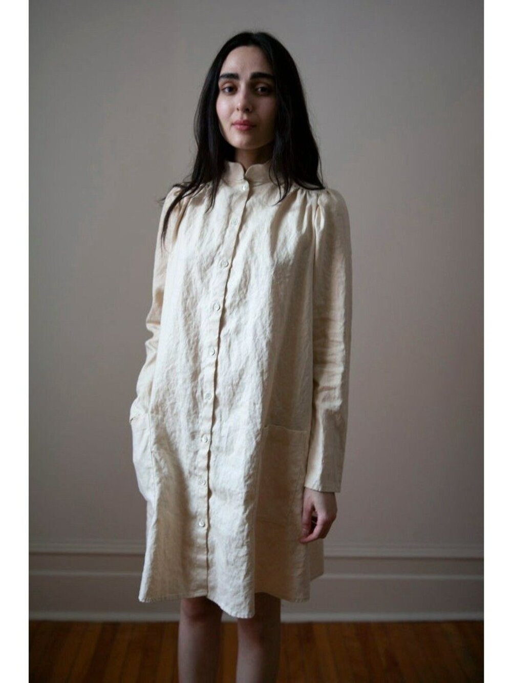 OVATE Jeanne smock In Parchment cotton Poets Smock Shirt Dress 2019 Release MED